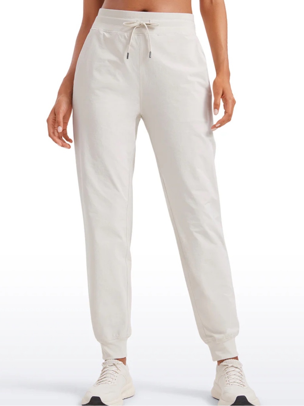 H&M White Jogger Pants Thick Warm Cotton Fleece Drawstring Pocket Small